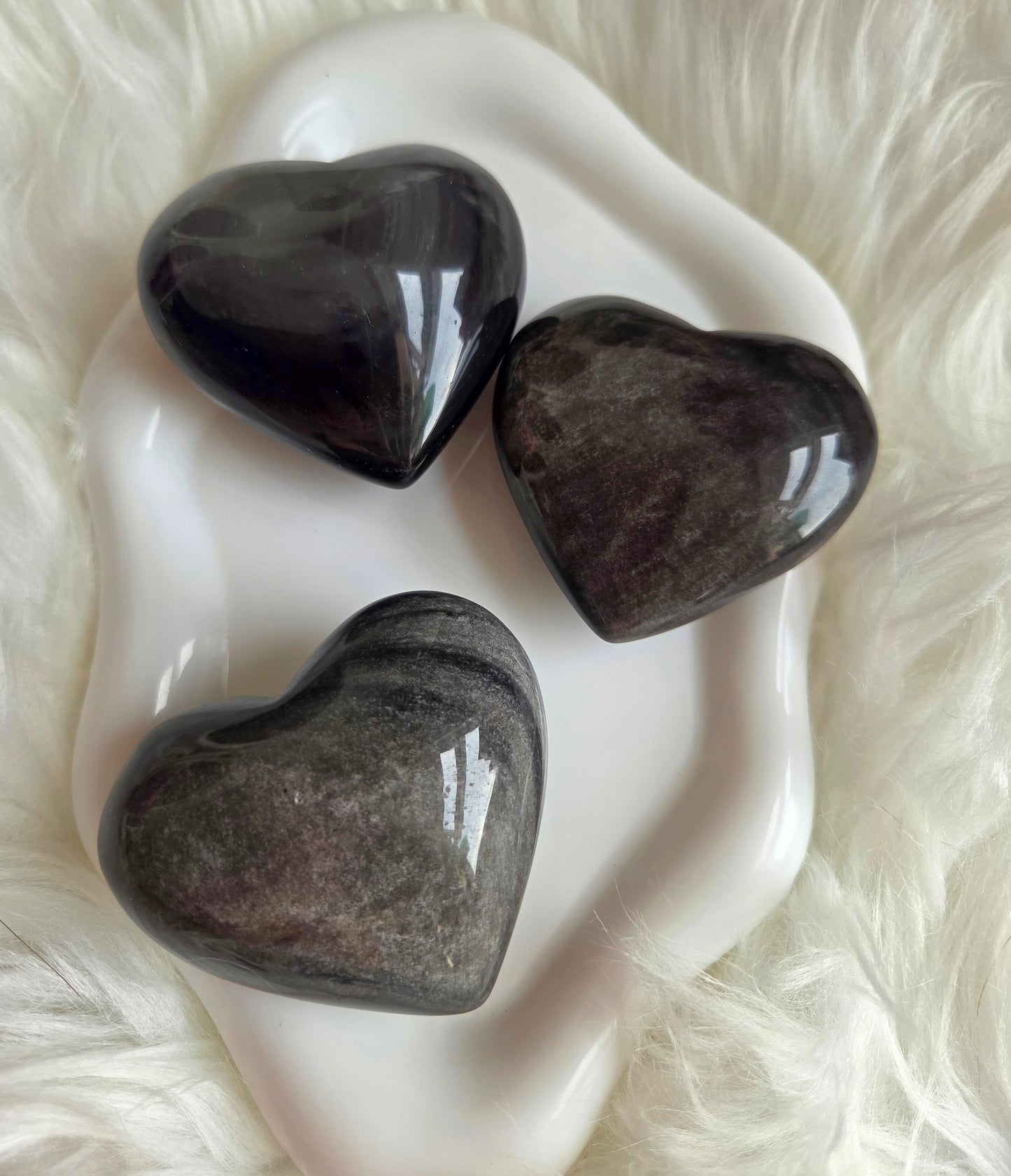 Silver Sheen Obsidian Heart