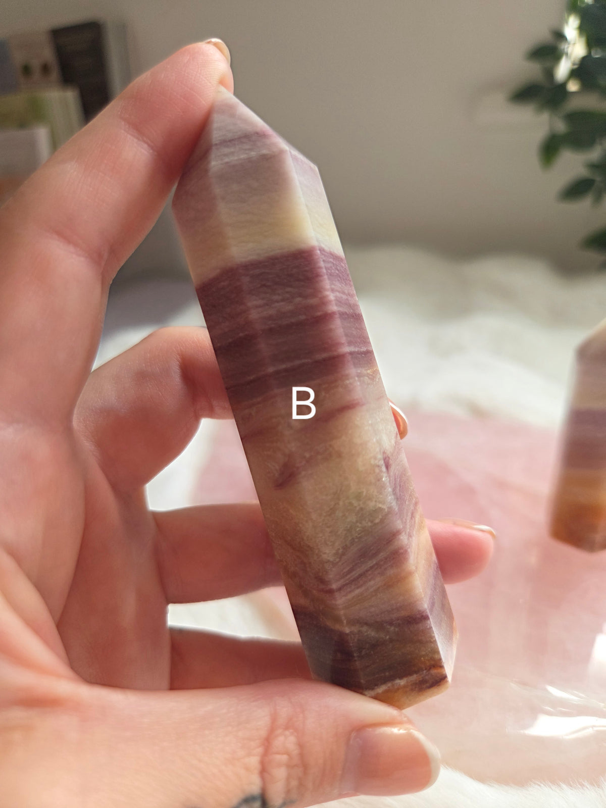 Pink Silk Flourite Tower