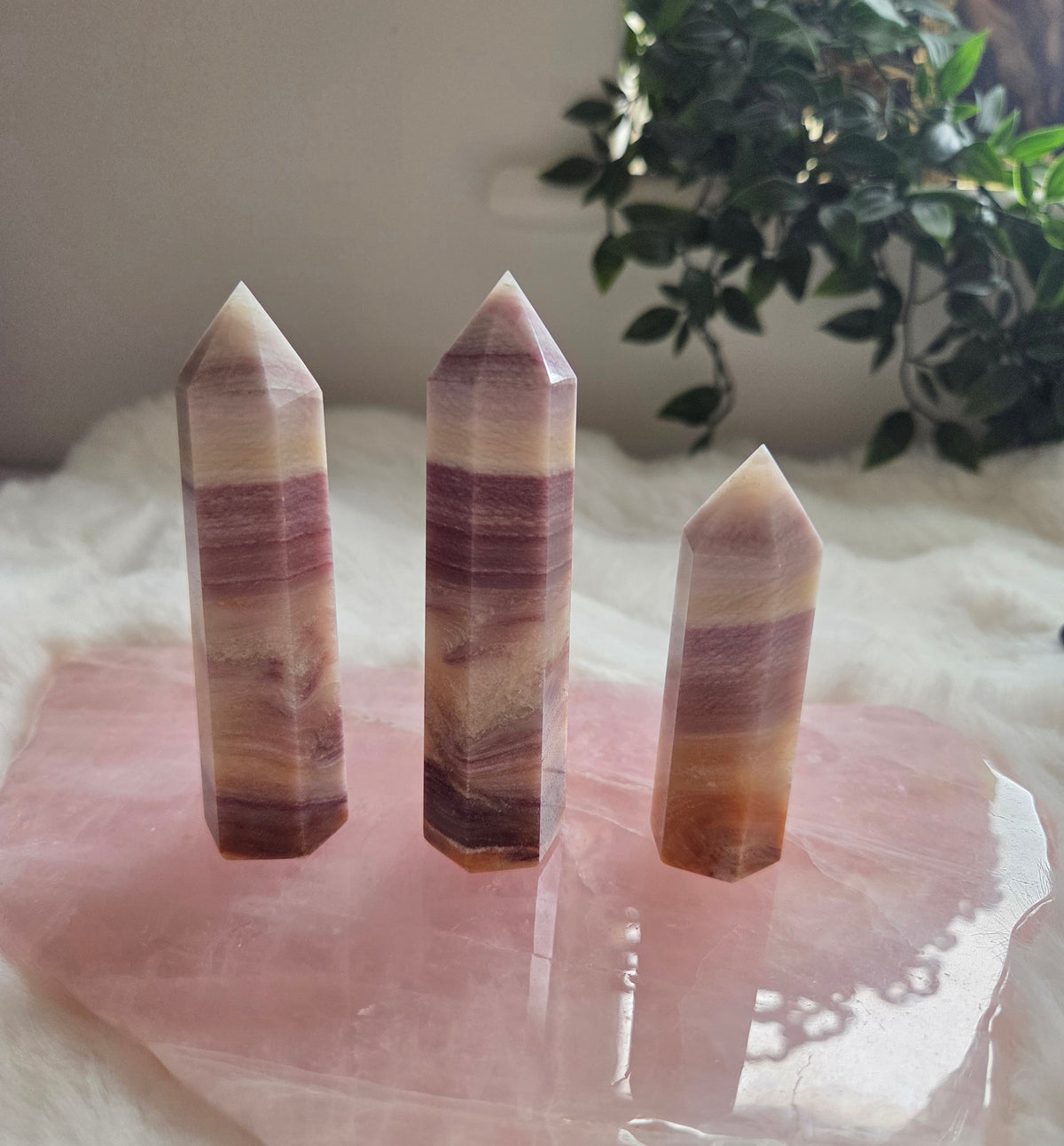 Pink Silk Flourite Tower