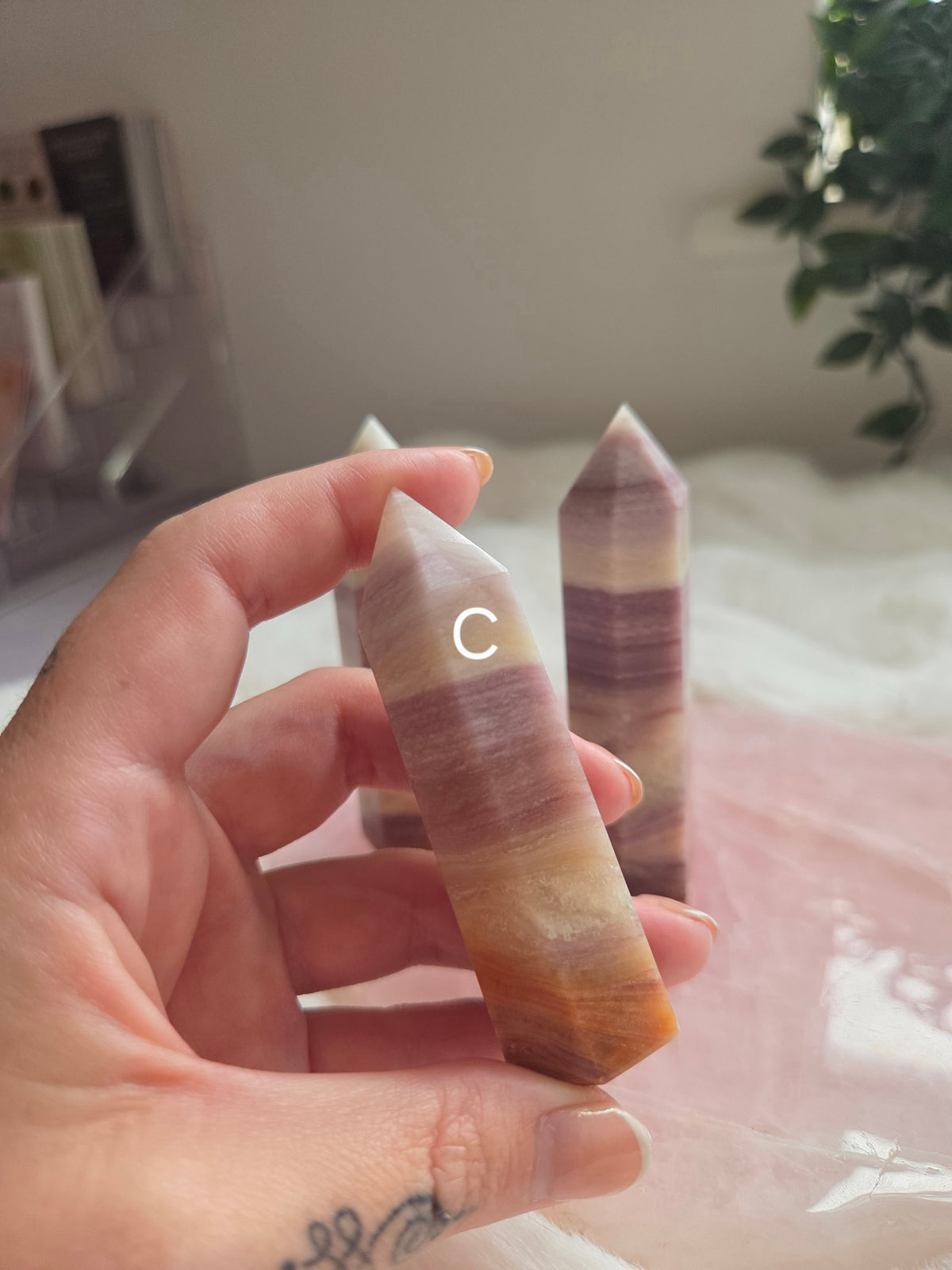 Pink Silk Flourite Tower