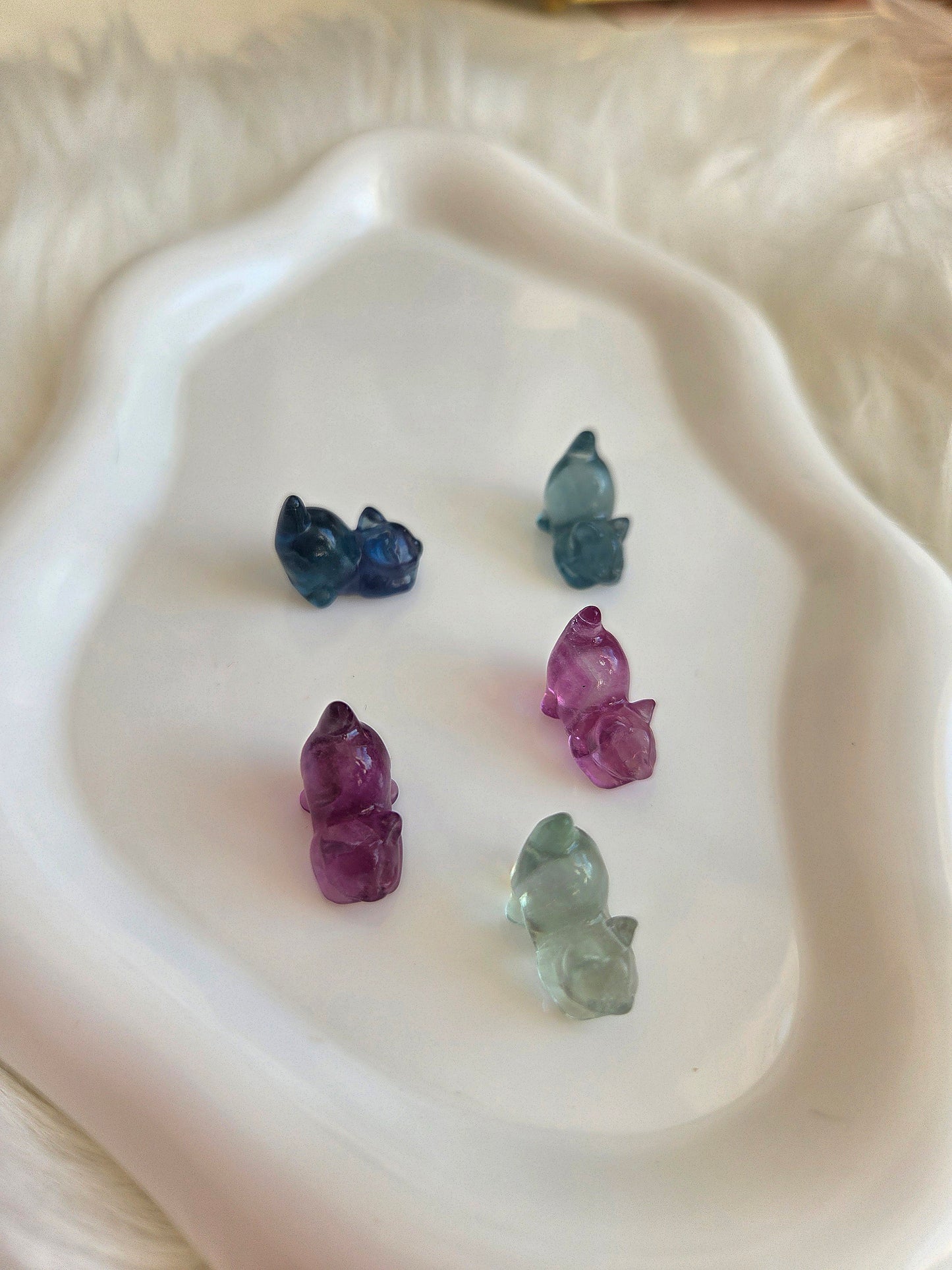 Flourite Kitten Mini Carving