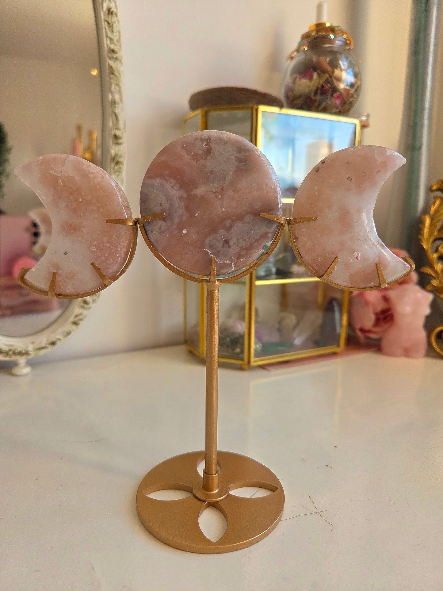 Pink Amethyst Triple Moon