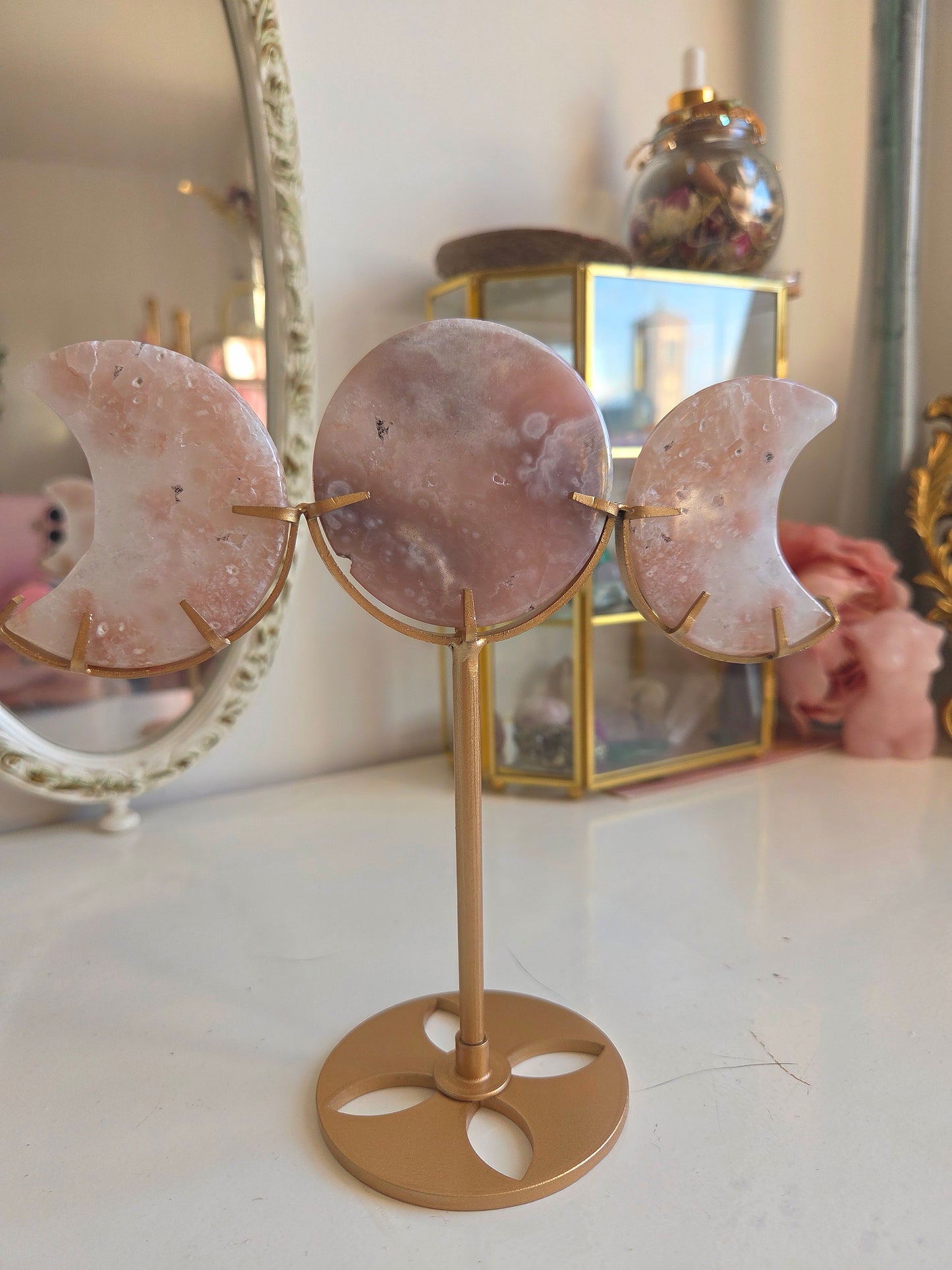 Pink Amethyst Triple Moon