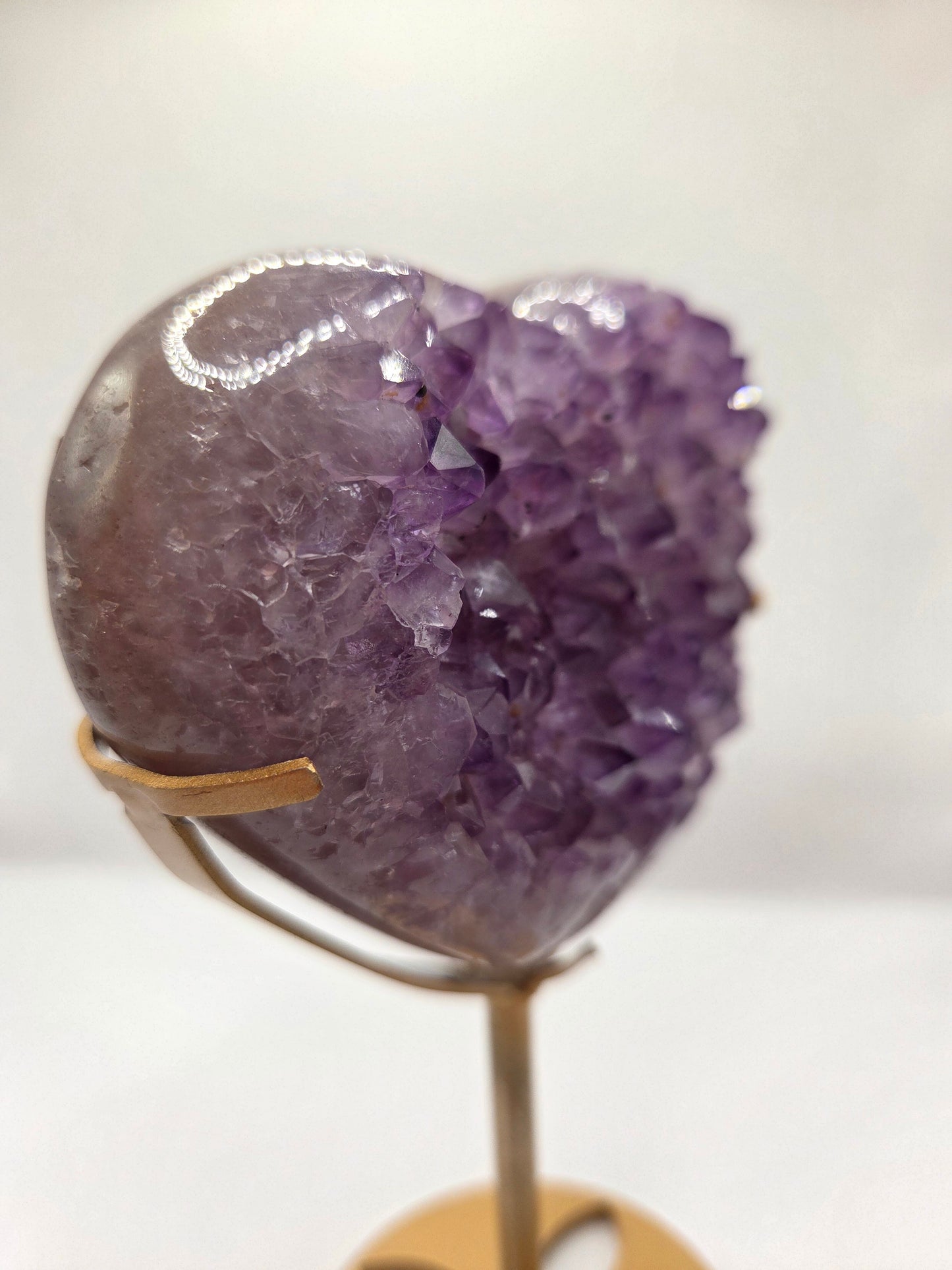 Amethyst Heart On Gold Stand