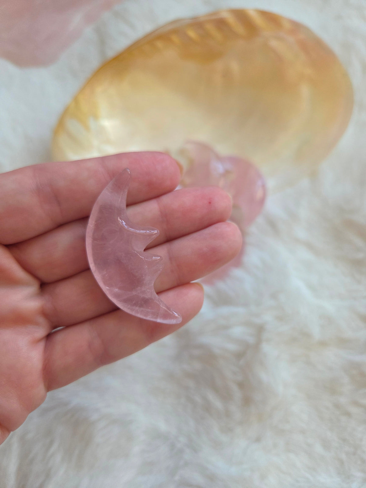 Rose Quartz Moon Face
